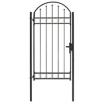 Gossi poarta de gard cu arcada, negru, 100 x 250 cm, otel