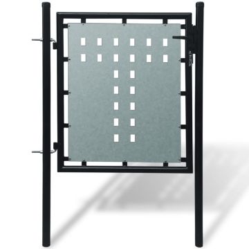 Gossi poarta de gard cu o usa, negru, 100x150 cm