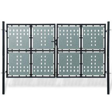 Gossi poarta de gard cu o usa, negru, 300x200 cm