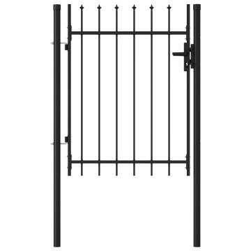 Gossi poarta de gard, o usa, cu varf sulita, negru, 1 x 1,2 m, otel
