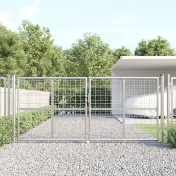 Gossi poarta de gradina din plasa argintie 300x175 cm otel galvanizat