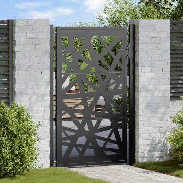 Gossi poarta de gradina neagra 105x155 cm design cu lumina din otel