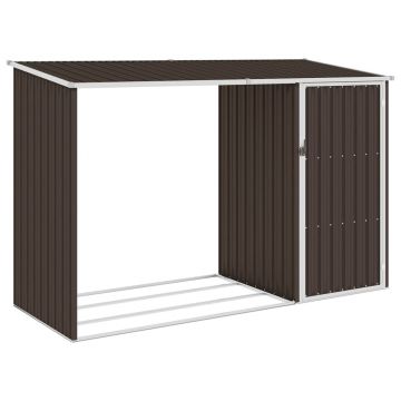Gossi Șopron de gradina lemne de foc maro 245x98x159 cm otel zincat
