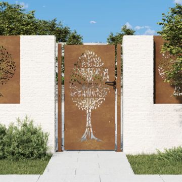 Gossi poarta de gradina, 105x205 cm, otel corten, model copac