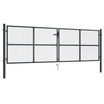 Gossi poarta de gradina din plasa, gri, 400 x 175 cm, otel galvanizat