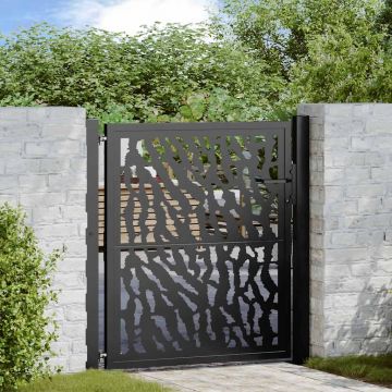 Gossi poarta de gradina neagra 105x105 cm design cu urme de otel