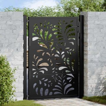 Gossi poarta de gradina neagra 105x130 cm design ondulat de otel