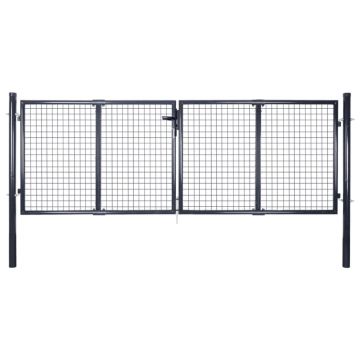 Gossi poarta din plasa de gradina, gri, 289x100 cm, otel galvanizat