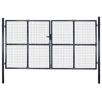 Gossi poarta din plasa de gradina, gri, 289x150 cm, otel galvanizat