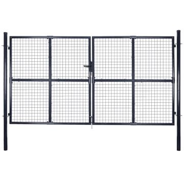Gossi poarta din plasa de gradina, gri, 289x175 cm, otel galvanizat
