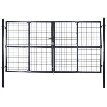 Gossi poarta din plasa de gradina, gri, 289x200 cm, otel galvanizat