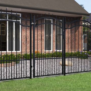 Gossi poarta gard cu varf negru 103x200 cm otel vopsit electrostatic