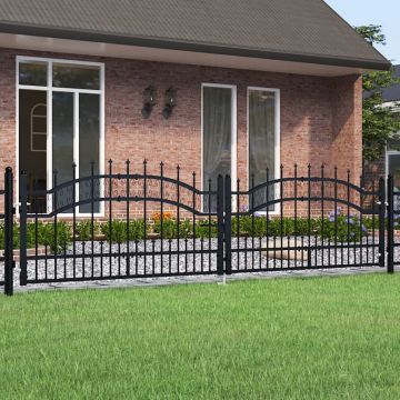 Gossi poarta gard cu varf negru 305x120 cm otel vopsit electrostatic