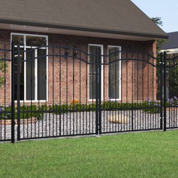 Gossi poarta gard cu varf negru 305x198 cm otel vopsit electrostatic