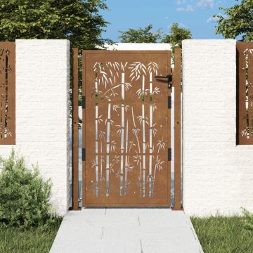 Gossi poarta pentru gradina, 105x130 cm, otel corten, model bambus
