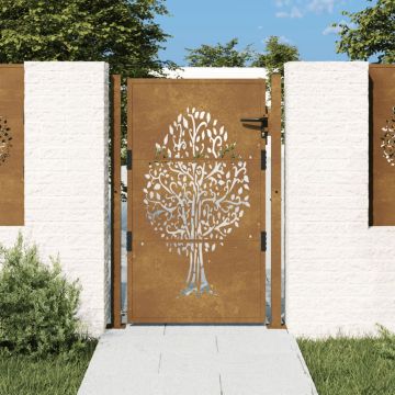 Gossi poarta pentru gradina, 105x130 cm, otel corten, model copac