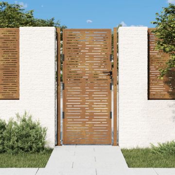 Gossi poarta pentru gradina, 105x180 cm, otel corten, dreptunghiuri
