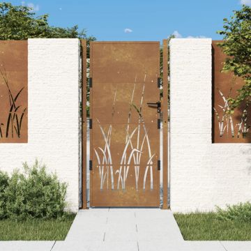 Gossi poarta pentru gradina, 105x180 cm, otel corten, model iarba