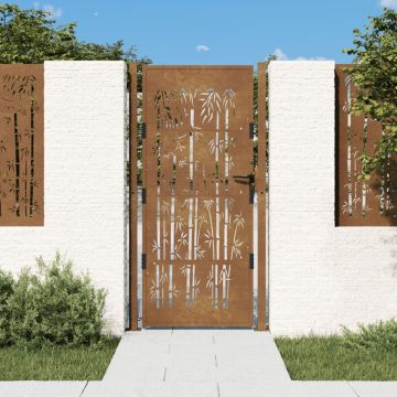 Gossi poarta pentru gradina, 105x205 cm, otel corten, model bambus