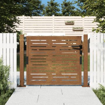 Gossi poarta pentru gradina, 105x80 cm, otel corten, dreptunghiuri