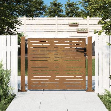 Gossi poarta pentru gradina, 105x80 cm, otel corten, dreptunghiuri