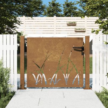 Gossi poarta pentru gradina, 105x80 cm, otel corten, model iarba