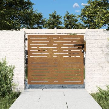 Gossi poarta pentru gradina, 85x100 cm, otel corten, dreptunghiuri