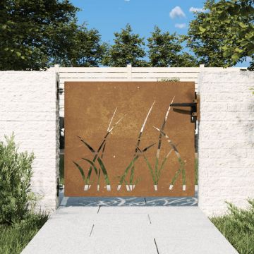 Gossi poarta pentru gradina, 85x100 cm, otel corten, model iarba