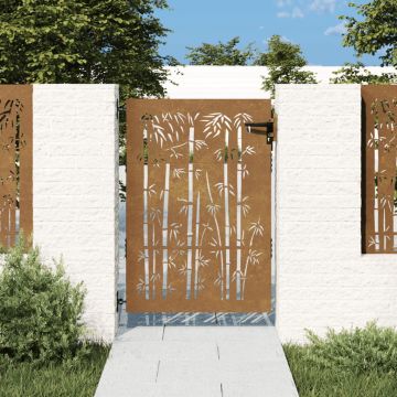 Gossi poarta pentru gradina, 85x150 cm, otel corten, model bambus