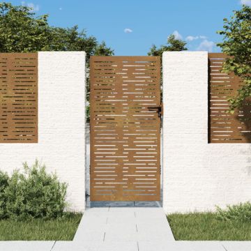Gossi poarta pentru gradina, 85x200 cm, otel corten, dreptunghiuri