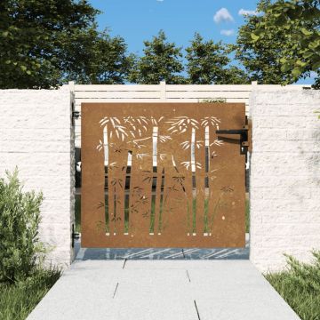 Gossi poarta pentru gradina, 85x75 cm, otel corten, model bambus