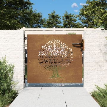 Gossi poarta pentru gradina, 85x75 cm, otel corten, model copac