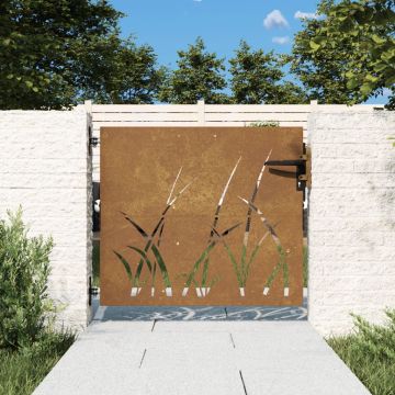 Gossi poarta pentru gradina, 85x75 cm, otel corten, model iarba