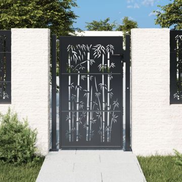 Gossi poarta pentru gradina, antracit, 105x155 cm, otel, model bambus