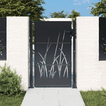 Gossi poarta pentru gradina, antracit, 105x155 cm, otel, model iarba