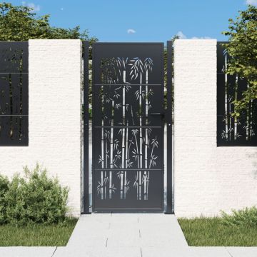 Gossi poarta pentru gradina, antracit, 105x205 cm, otel, model bambus
