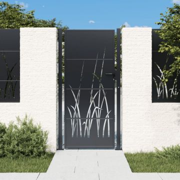 Gossi poarta pentru gradina, antracit, 105x205 cm, otel, model iarba
