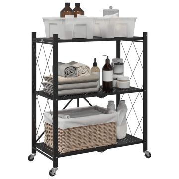 Gossi raft de depozitare pe roti negru 71x34x88 cm otel