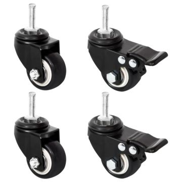 Gossi roti pentru jardiniera, 4 buc., negru, 8x3,5x8 cm, fier