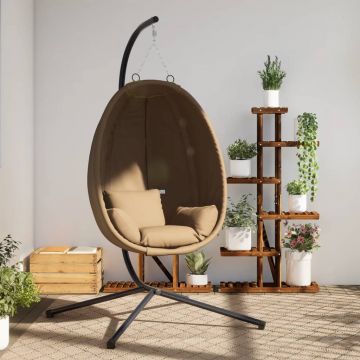 Gossi scaun suspendat tip ou, cu suport, taupe, tesatura si otel