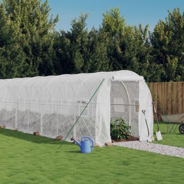 Gossi sera cu cadru din otel, alb, 28 m2, 14x2x2 m