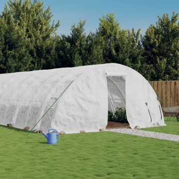 Gossi sera cu cadru din otel, alb, 30 m2, 6x5x2,3 m