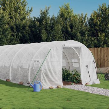 Gossi sera cu cadru din otel, alb, 42 m2, 14x3x2 m