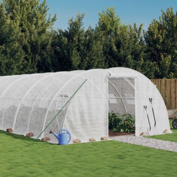 Gossi sera cu cadru din otel, alb, 56 m2, 14x4x2 m