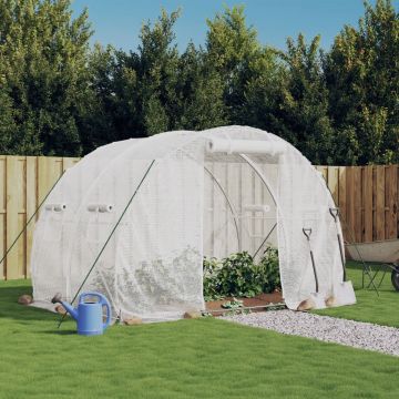 Gossi sera cu un cadru din otel, alb, 6 m2, 3x2x2 m