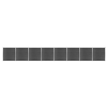 Gossi set de panouri de gard, negru, 1391x186 cm, wpc