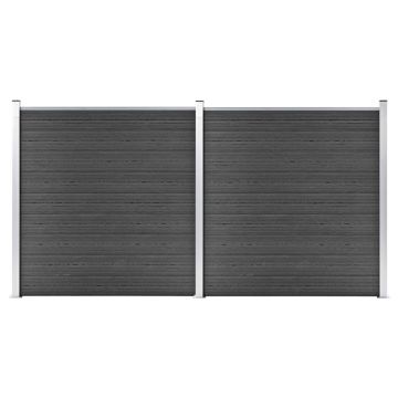Gossi set de panouri de gard, negru, 353 x 186 cm, wpc