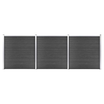 Gossi set de panouri de gard, negru, 526 x 186 cm, wpc