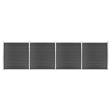 Gossi set de panouri de gard, negru, 699x186 cm, wpc