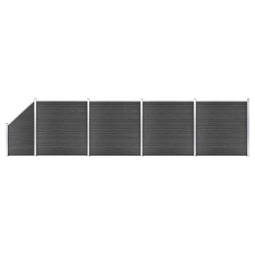 Gossi set de panouri de gard, negru, 792x(105-186) cm, wpc